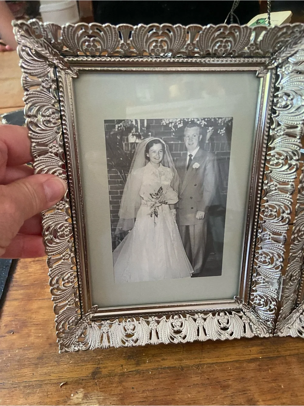 Vintage Silver Plated 25th Anniversary Decorative Double Picture Frame